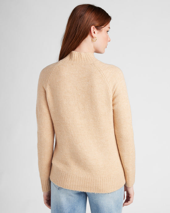 Oatmeal $|& Vigoss Mock Neck Sweater - SOF Back