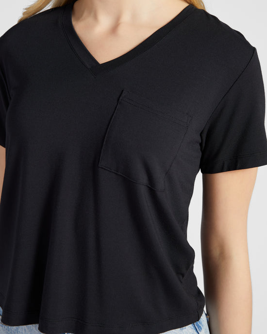 Black $|& Thread & Supply Malaika Cropped Tee - SOF Detail