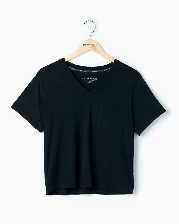 Black $|& Thread & Supply Malaika Cropped Tee - Hanger Front