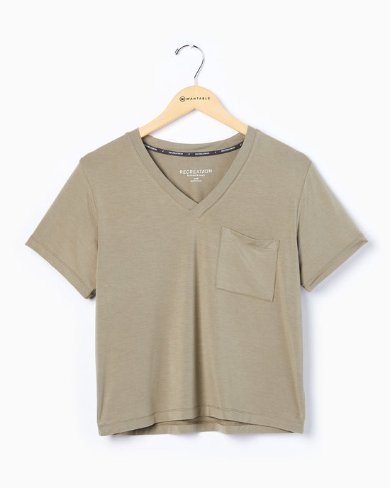 Dusty Olive $|& Thread & Supply Malaika Cropped Tee - Hanger Front