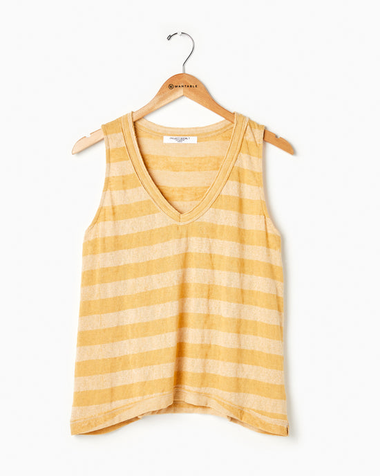 Honey Taupe $|& Project Social T Anais V-Neck Striped Tank - Hanger Front