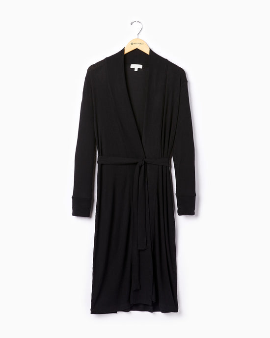 Black $|& PJ Salvage Textured Essentials Robe - Hanger Front