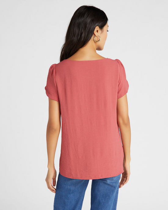 Faded Rose $|& Les Amis Short Sleeve Tulip Top - SOF Back