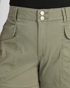 Laurel Oak $|& Democracy High Rise Double Button Utility Short - SOF Detail
