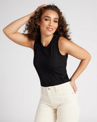 Black $|& Another Love Cleo Ribbed Tank - SOF Front