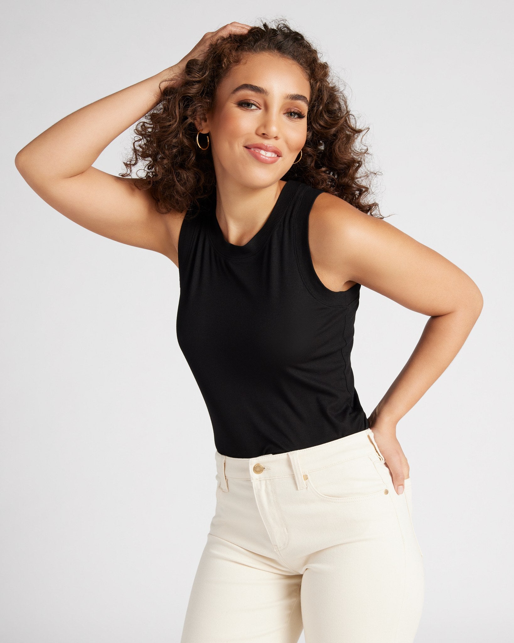 Black $|& Another Love Cleo Ribbed Tank - SOF Front
