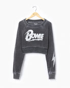 Black $|& Recycled Karma Bowie Long Sleeve Cropped Graphic - Hanger Front