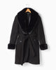 Faux Fur Trim Belted Coat