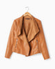 Plus Size Faux Leather Draped Jacket