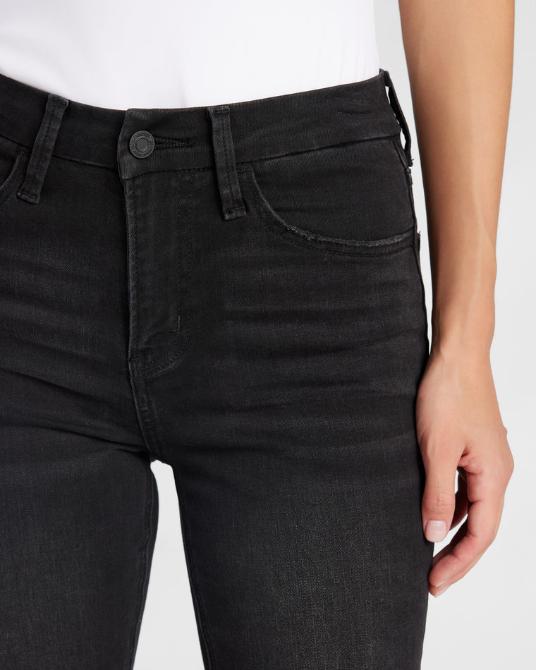 Black $|& Vervet High Rise Mini Ankle Flare Jeans - SOF Detail