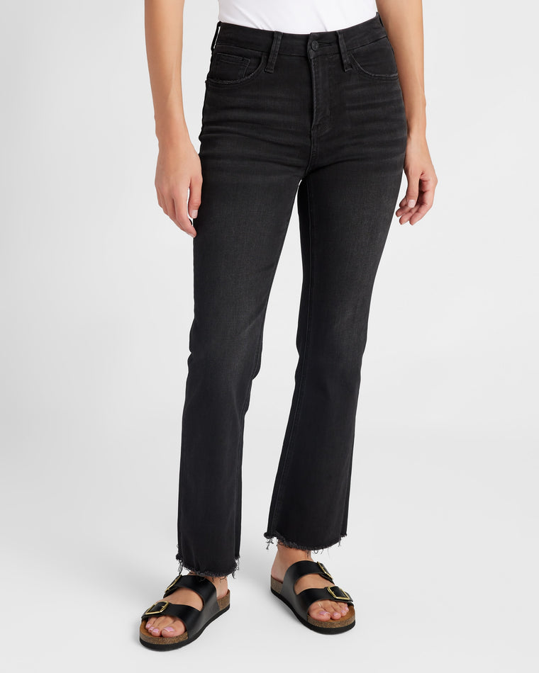 Black $|& Vervet High Rise Mini Ankle Flare Jeans - SOF Front