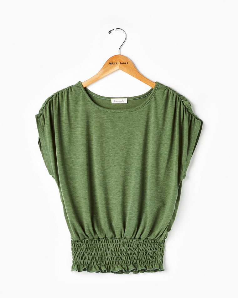 Olive $|& Loveappella Rouched Smocked Top - Hanger Front