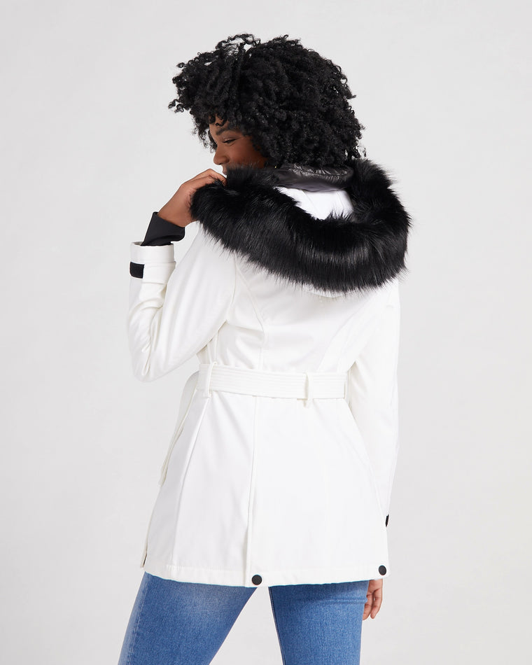 White $|& Kenneth Cole Soft Shell Belted Jacket - SOF Back