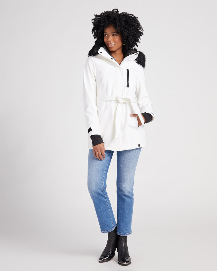 White $|& Kenneth Cole Soft Shell Belted Jacket - SOF Front