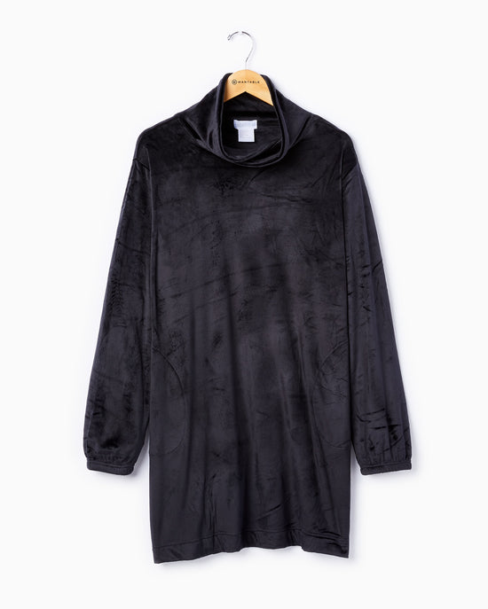 Black $|& Softies 35 Feather Velour Funnel Neck Lounger - VOF Detail