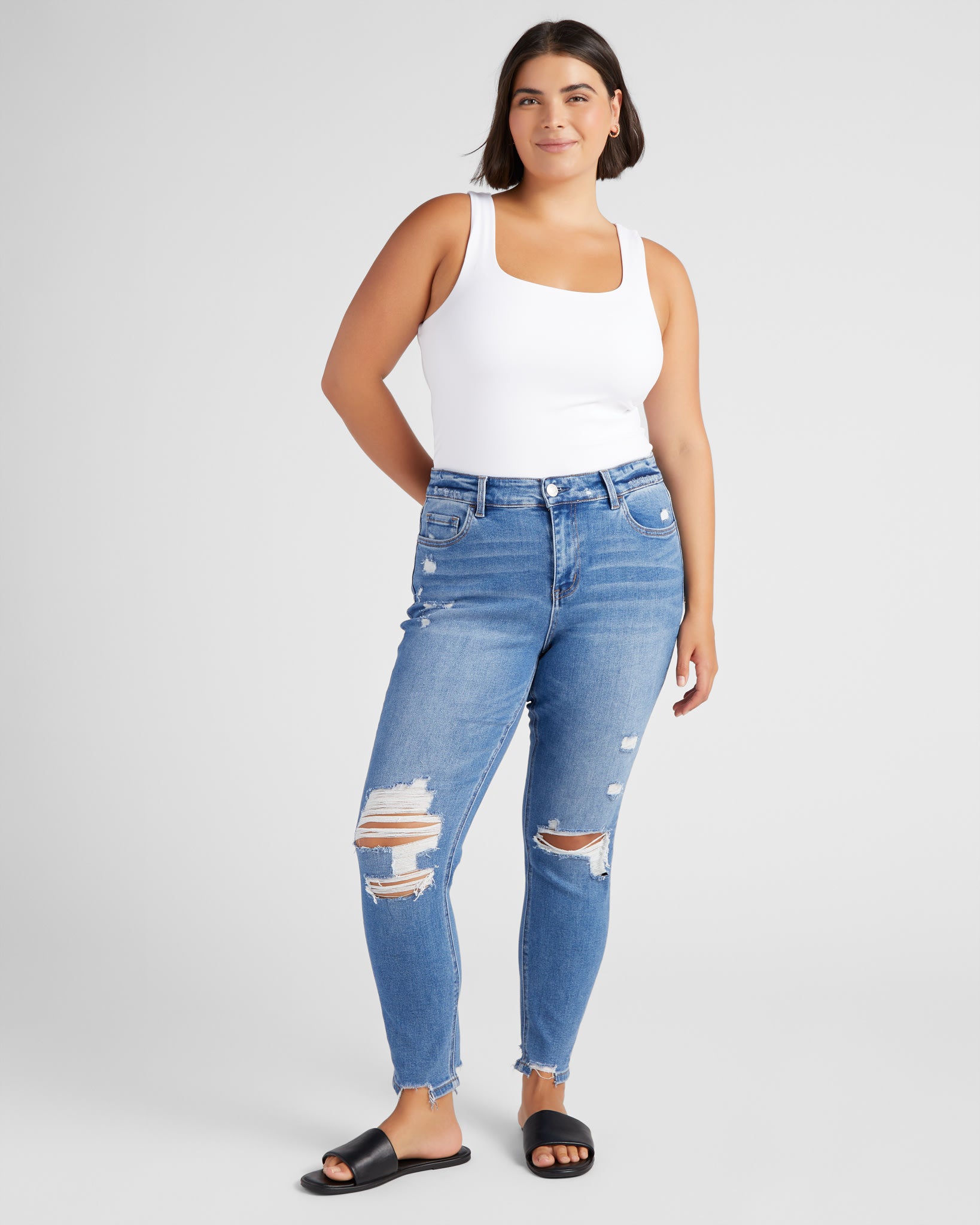 Light Blue $|& Vervet Distressed Ankle Skinny Jeans - SOF Back
