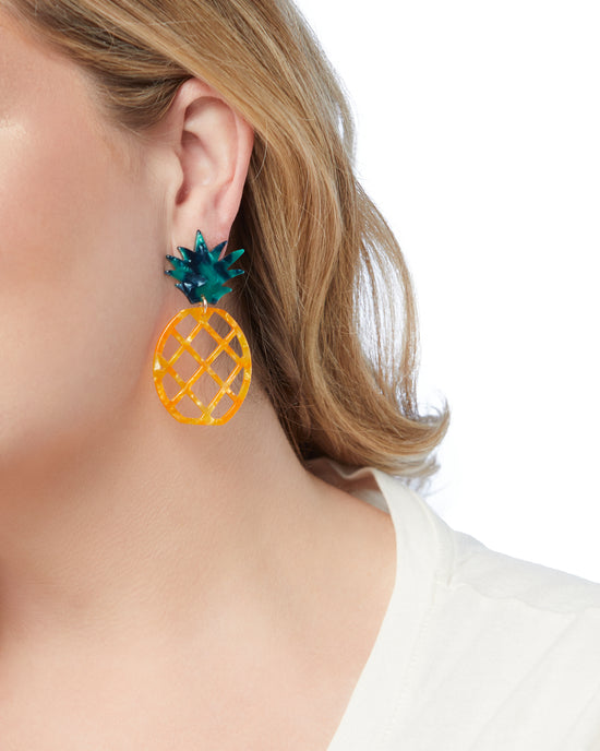 Resin Pineapple Earrings $|& Panacea Resin Pineapple Earrings - SOF Front
