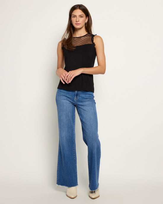 Black $|& Loveappella Mesh Dot Front Top - UGC On Fig