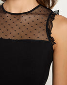 Black $|& Loveappella Mesh Dot Front Top - SOF Full Front