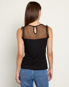 Black $|& Loveappella Mesh Dot Front Top - SOF Back