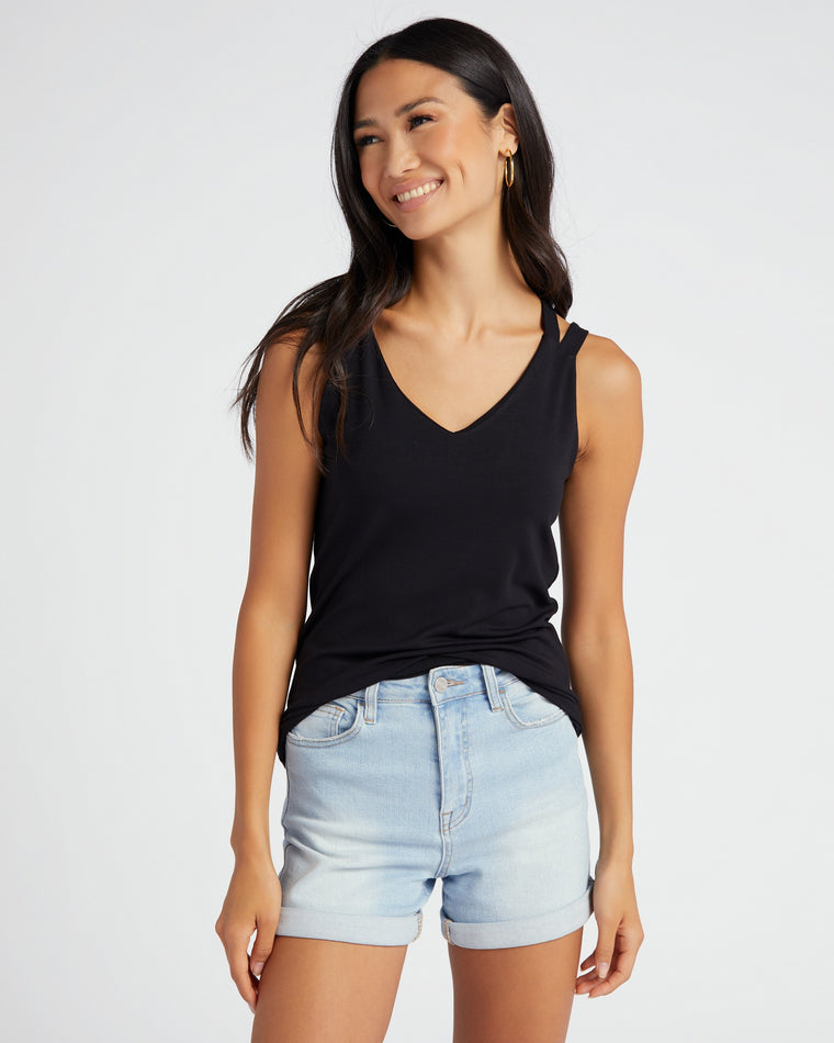 Black $|& Loveappella Strappy Layering Tank - SOF Front