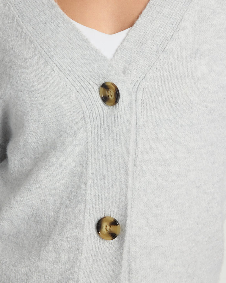 Lt. Heather Grey $|& 525 Adyson Parker Blouson Sleeve V-Neck Cardigan - SOF Full Front