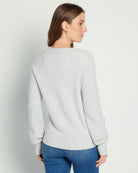 Lt. Heather Grey $|& 525 Adyson Parker Blouson Sleeve V-Neck Cardigan - SOF Back