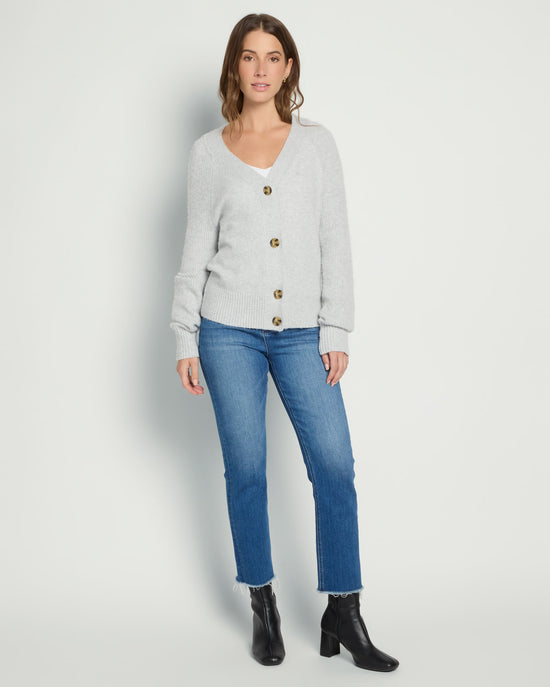 Lt. Heather Grey $|& 525 Adyson Parker Blouson Sleeve V-Neck Cardigan - UGC On Fig