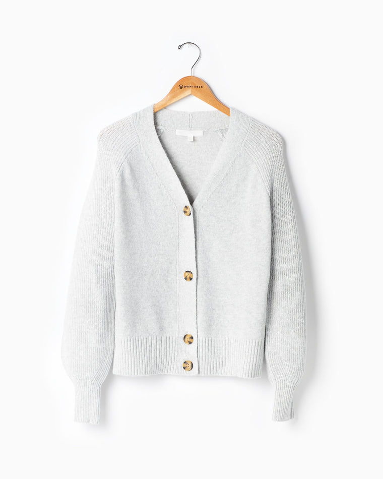 Lt. Heather Grey $|& 525 Adyson Parker Blouson Sleeve V-Neck Cardigan - Hanger Detail