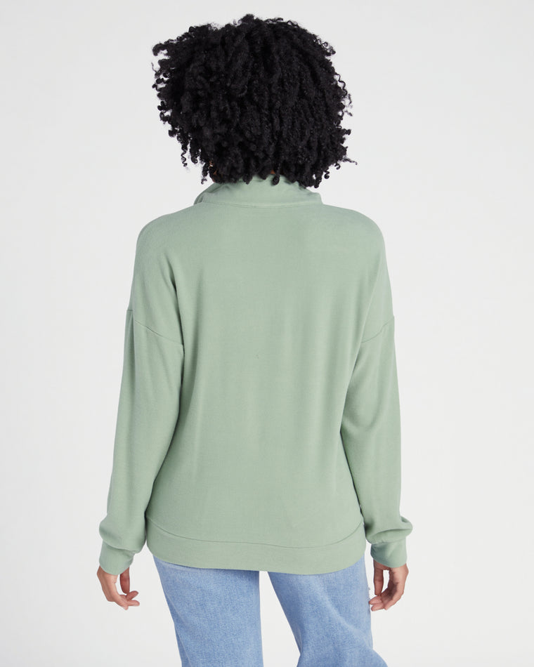 Green $|& Cloud Ten Long Sleeve Half Zip Plush Pullover - SOF Back