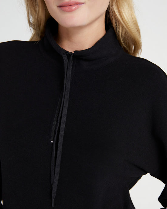 Black $|& Cloud Ten Long Sleeve Half Zip Plush Pullover - SOF Detail