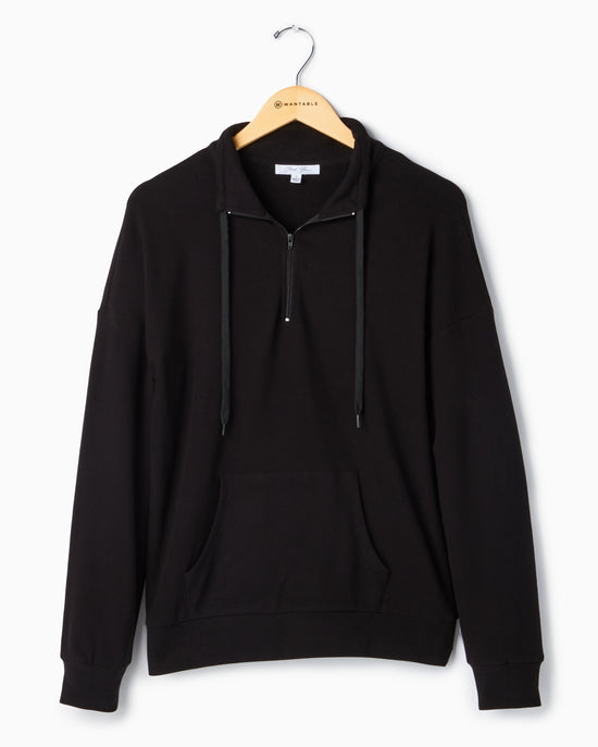 Black $|& Cloud Ten Long Sleeve Half Zip Plush Pullover - Hanger Front