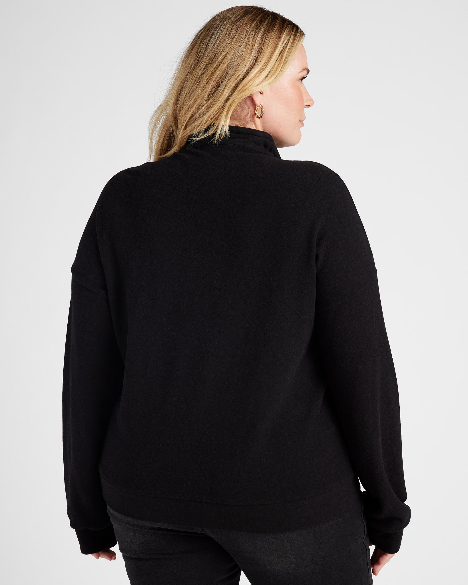 Black $|& Cloud Ten Long Sleeve Half Zip Plush Pullover - SOF Back