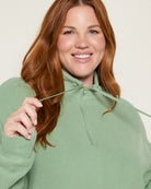 Green $|& Cloud Ten Long Sleeve Half Zip Plush Pullover - SOF Full Front