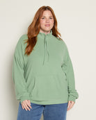 Green $|& Cloud Ten Long Sleeve Half Zip Plush Pullover - SOF Front