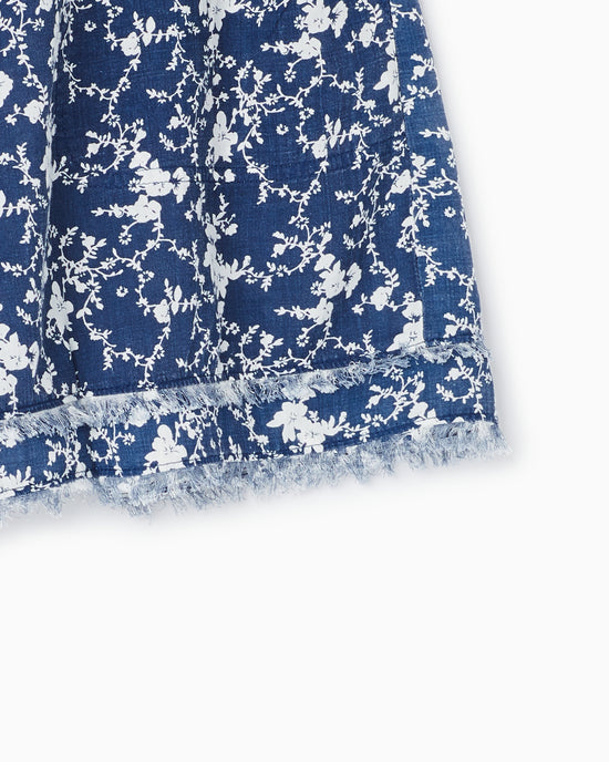 Navy $|& Cotton Bleu Print Short - Hanger Detail