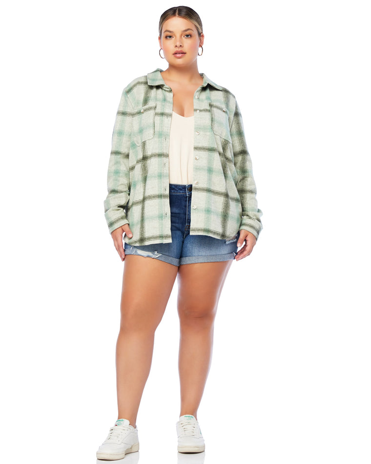 Beige Moss $|& Thread & Supply Lewis Plaid Shirt - SOF Full Front