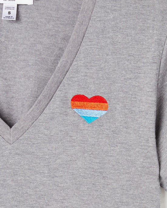 Heather Grey $|& Sub_Urban Riot Rainbow Heart Embroidered Tee