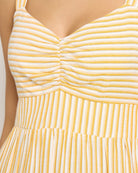 Yellow/White $|& Skies Are Blue Striped Sweetheart Maxi Dress - SOF Side