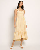 Yellow-White $|& Skies Are Blue Striped Sweetheart Maxi Dress - SOF Front
