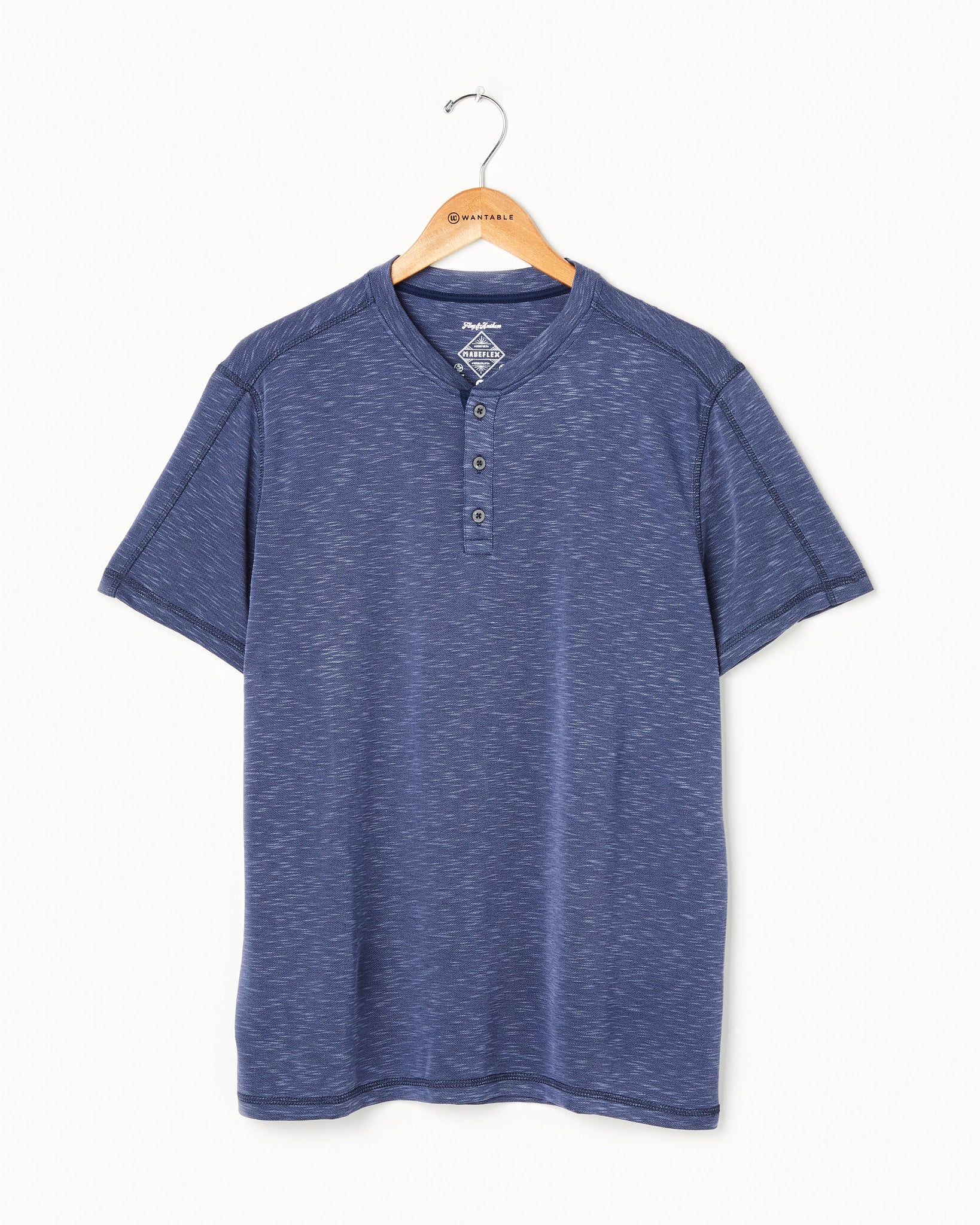 Navy $|& Flag & Anthem Momentum Performance Slub Henley - Hanger Detail
