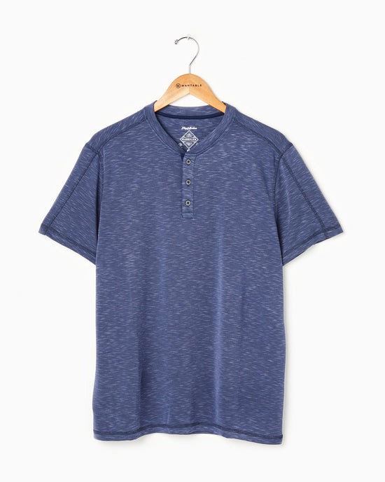 Navy $|& Flag & Anthem Momentum Performance Slub Henley - Hanger Detail