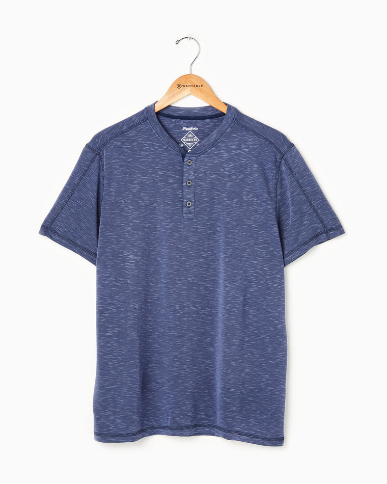 Navy $|& Flag & Anthem Momentum Performance Slub Henley - Hanger Detail
