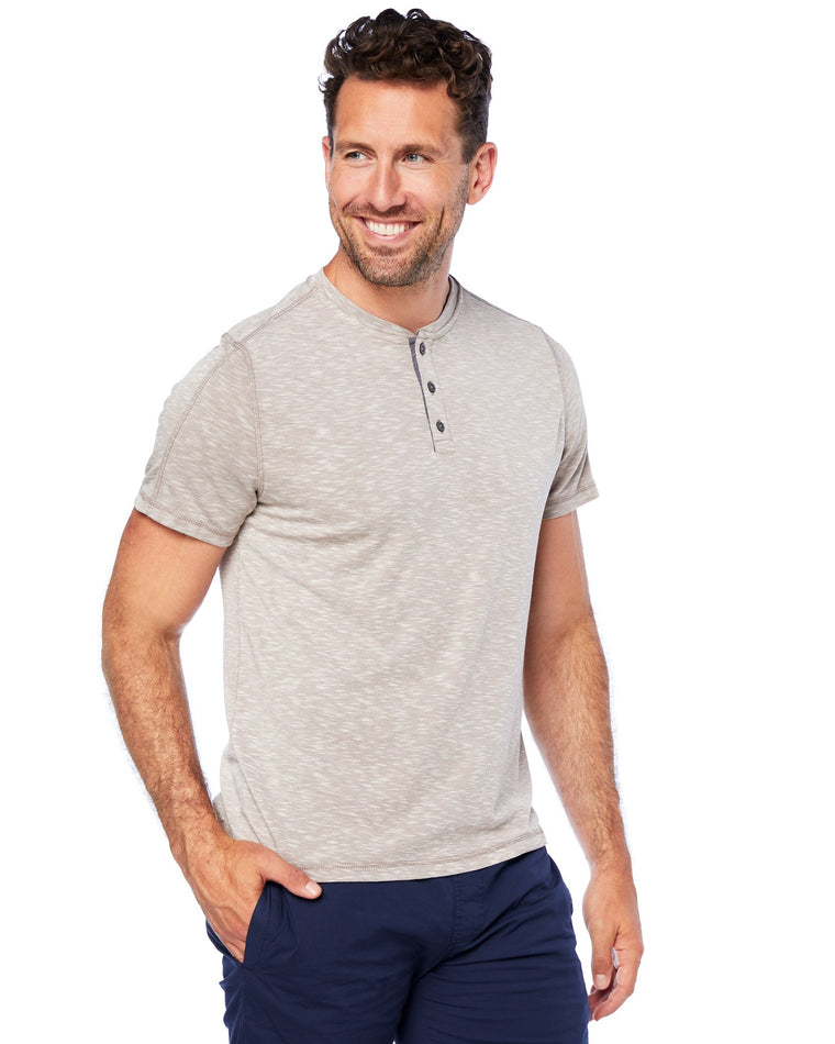 Oatmeal $|& Flag & Anthem Momentum Performance Slub Henley - SOF Front