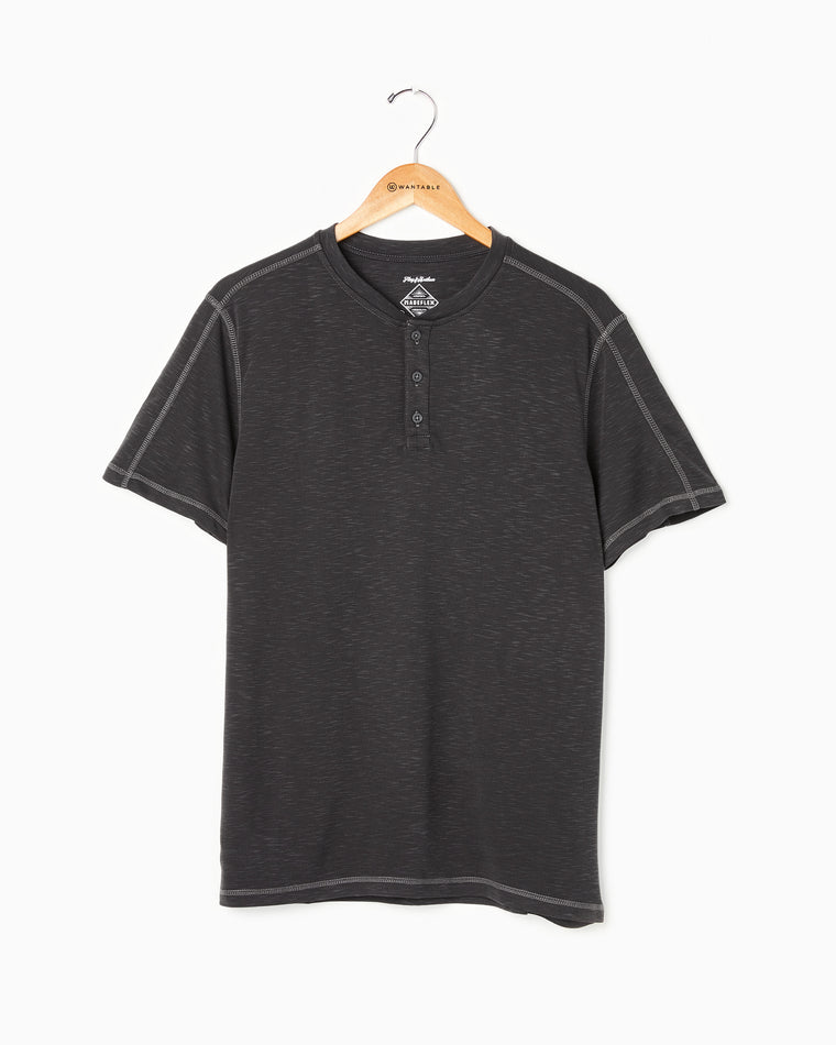 Black $|& Flag & Anthem Momentum Performance Slub Henley - Hanger Front