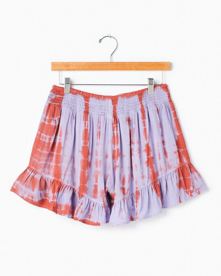 Lilac Multi $|& Kori America Soft Fabric Tie Dye Shorts - Hanger Back