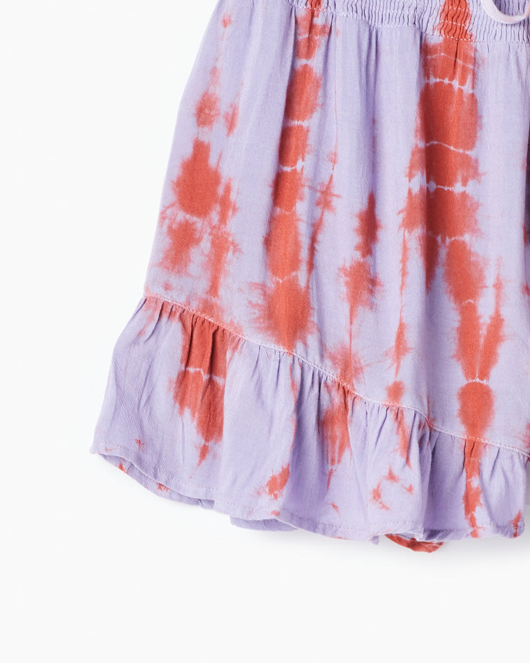 Lilac Multi $|& Kori America Soft Fabric Tie Dye Shorts - Hanger Detail