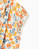 Pleated Slv w/Tie Floral Top Mustard $|& VOY Los Angeles Floral Pleated Sleeve Top with Tie
