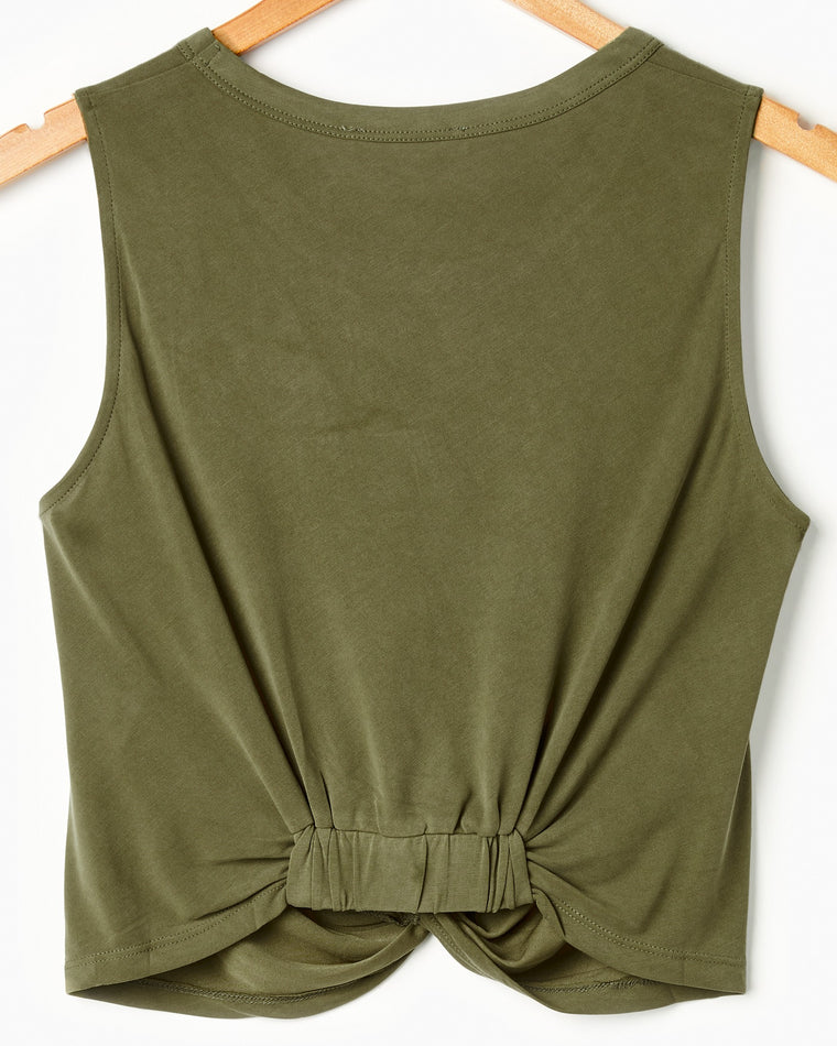 Olive $|& Lush Tie Front Knit Tank - Hanger Back