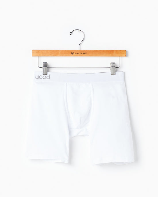 White $|& Wood Underwear 6" Biker Brief With Fly - Hanger Front